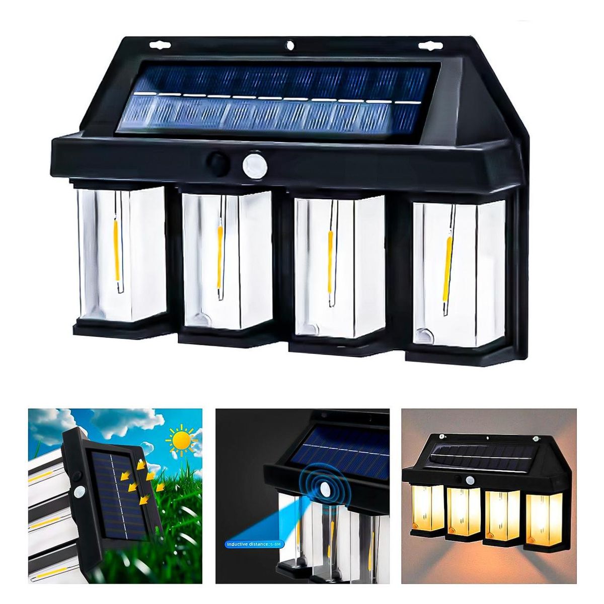 GENERICO - Aplique Solar LED de Exterior con Sensor de Movimiento - Pack de 6