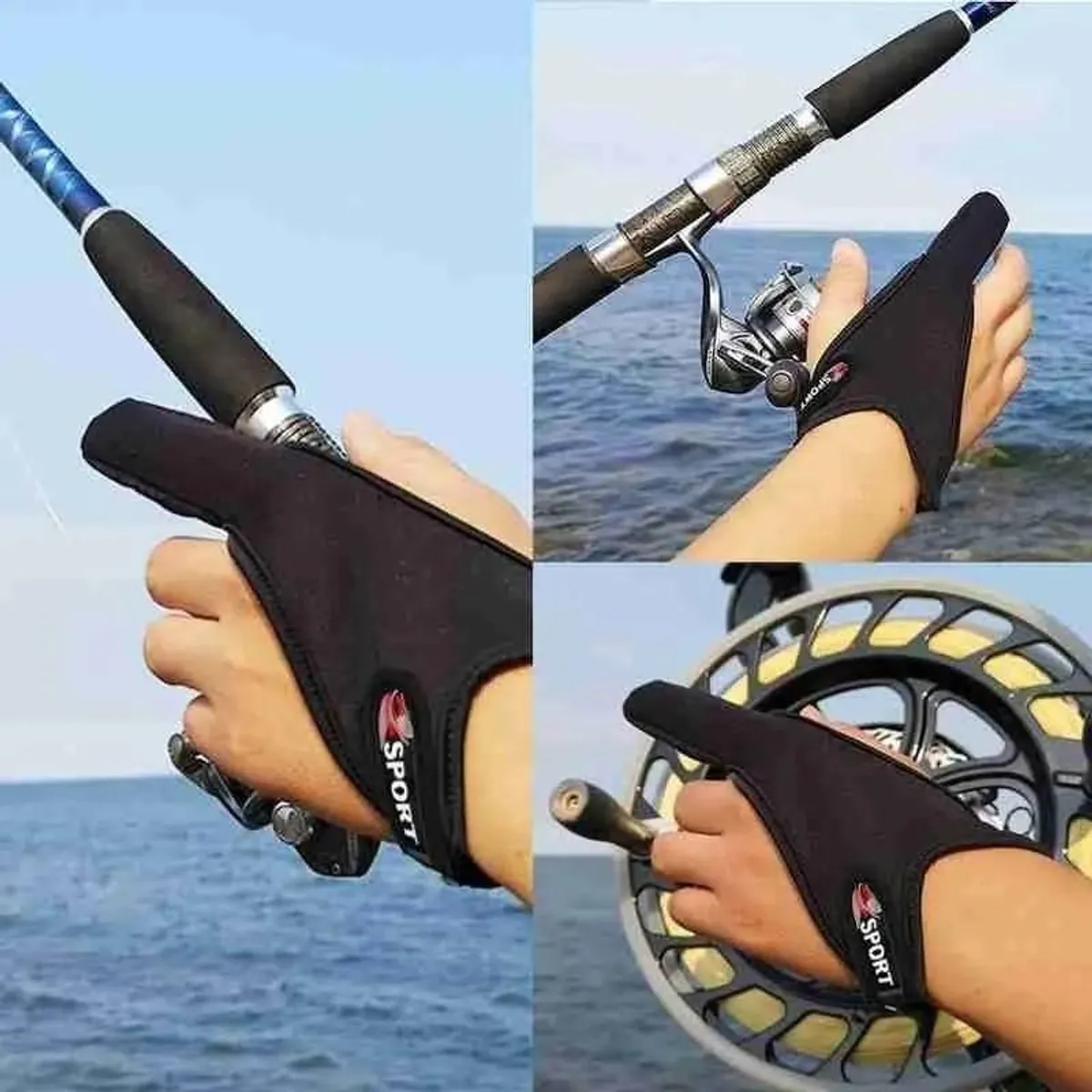 GENERICO - Guantes de Pesca con Dedo Abierto Antideslizantes Bosque