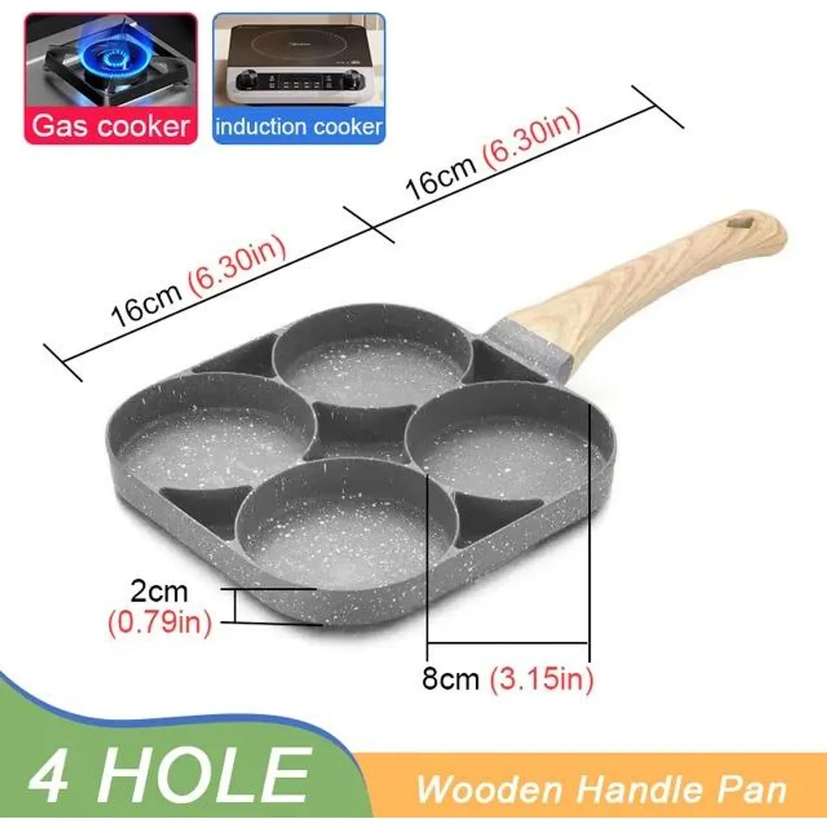 GENERICO - Sartén Antiadherente para 4 Huevos y Tortillas
