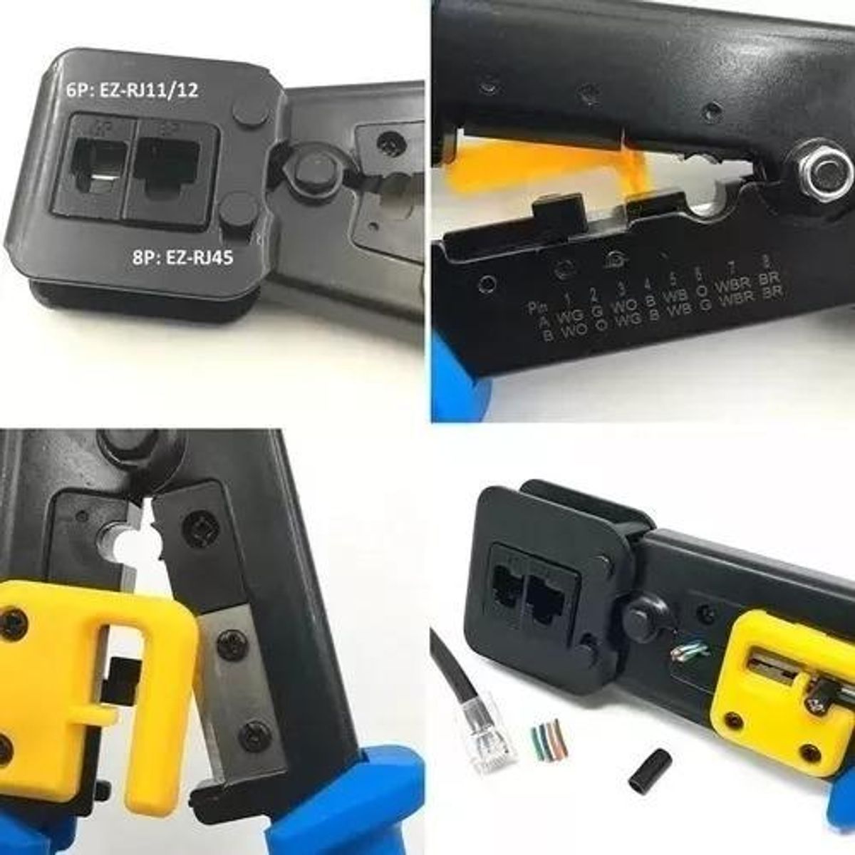 GENERICO - Crimpeadora RJ45 con 50 Conectores Cat6 para Prensar