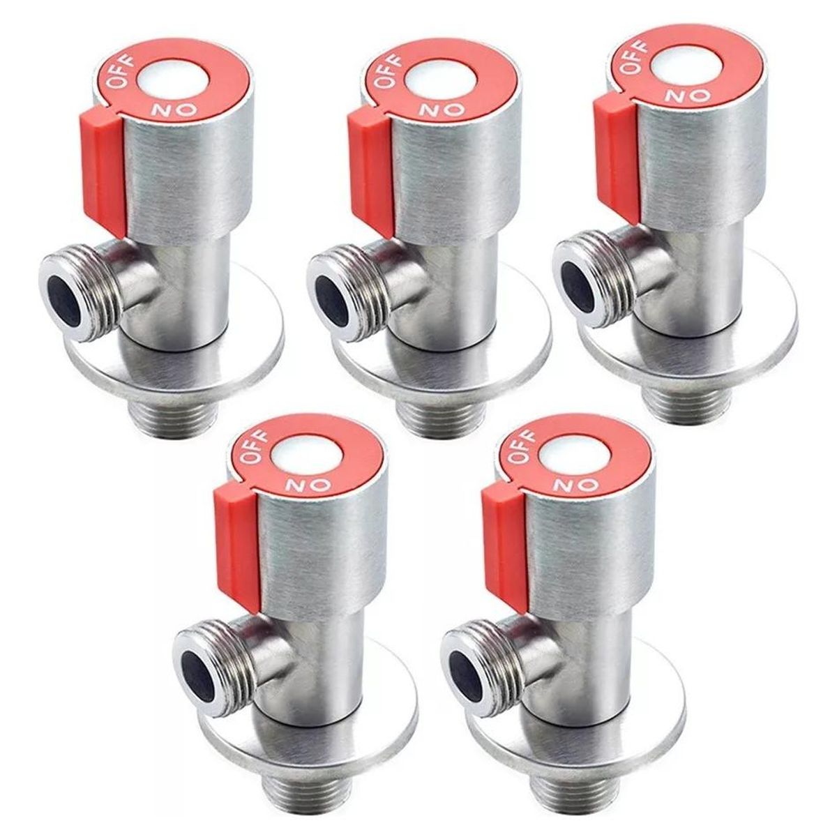 GENERICO - Pack de 5 Llaves de Paso Angular de Acero Inoxidable 12"