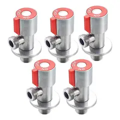 GENERICO - Pack de 5 Llaves de Paso Angular de Acero Inoxidable 12"