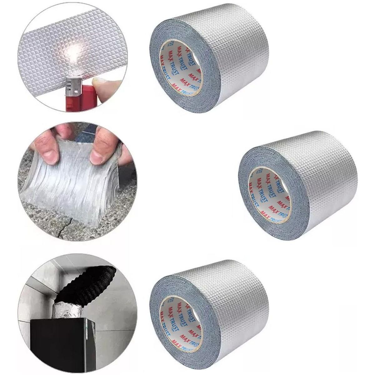 GENERICO - Pack de 3 Cintas Adhesivas Impermeables de Caucho Butílico 10cm x 10m