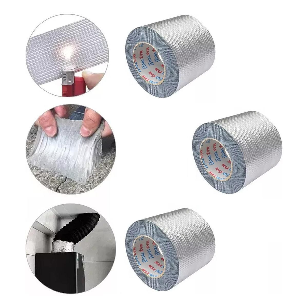 GENERICO - Pack de 3 Cintas Adhesivas Impermeables de Caucho Butílico 10cm x 10m