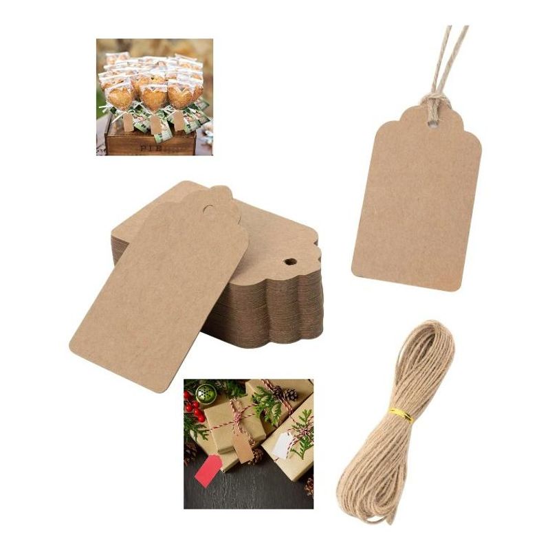 GENERICO - Etiquetas de Papel Kraft para Bricolaje - 250 Unid 4x9 cm