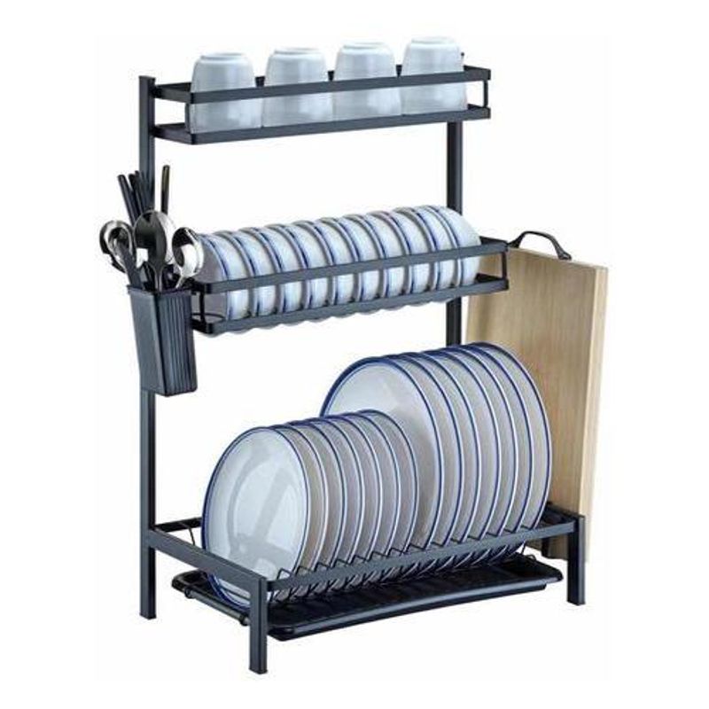 GENERICO - Escurridor de Platos Multiuso de 3 Niveles Color Negro