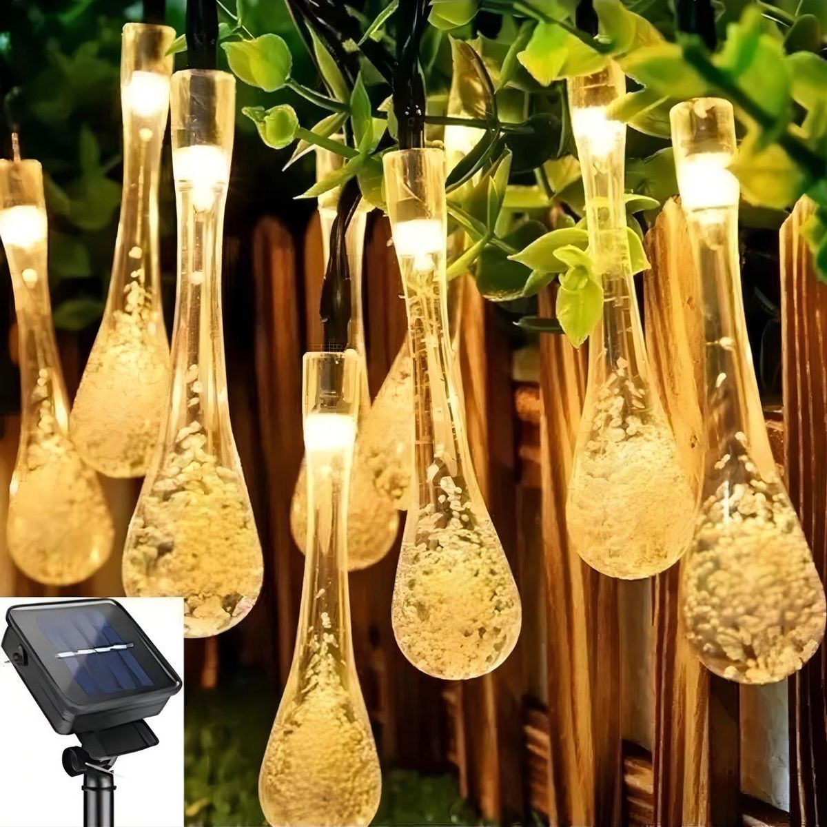 GENERICO - Guirnalda Solar Decorativa de Luces Amarillas 6m para Exterior