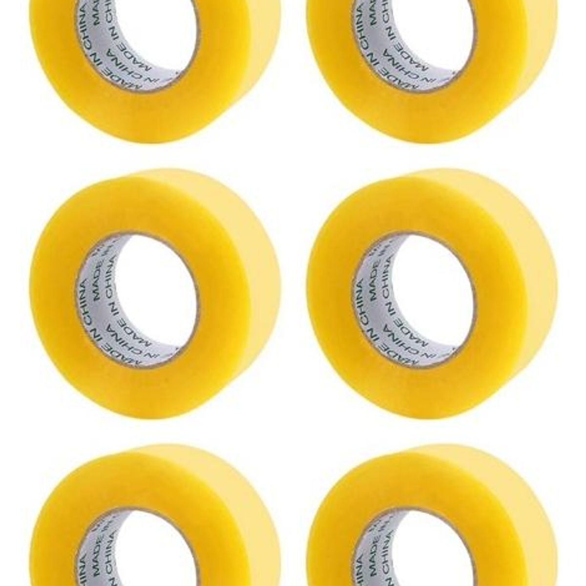 GENERICO - Pack de 6 Rollos de Cinta Adhesiva Amarilla 300 mts x 48 mm