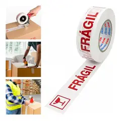 GENERICO - Pack de 3 Rolls de Cinta Embalaje Frágil 250 Metros 48mm