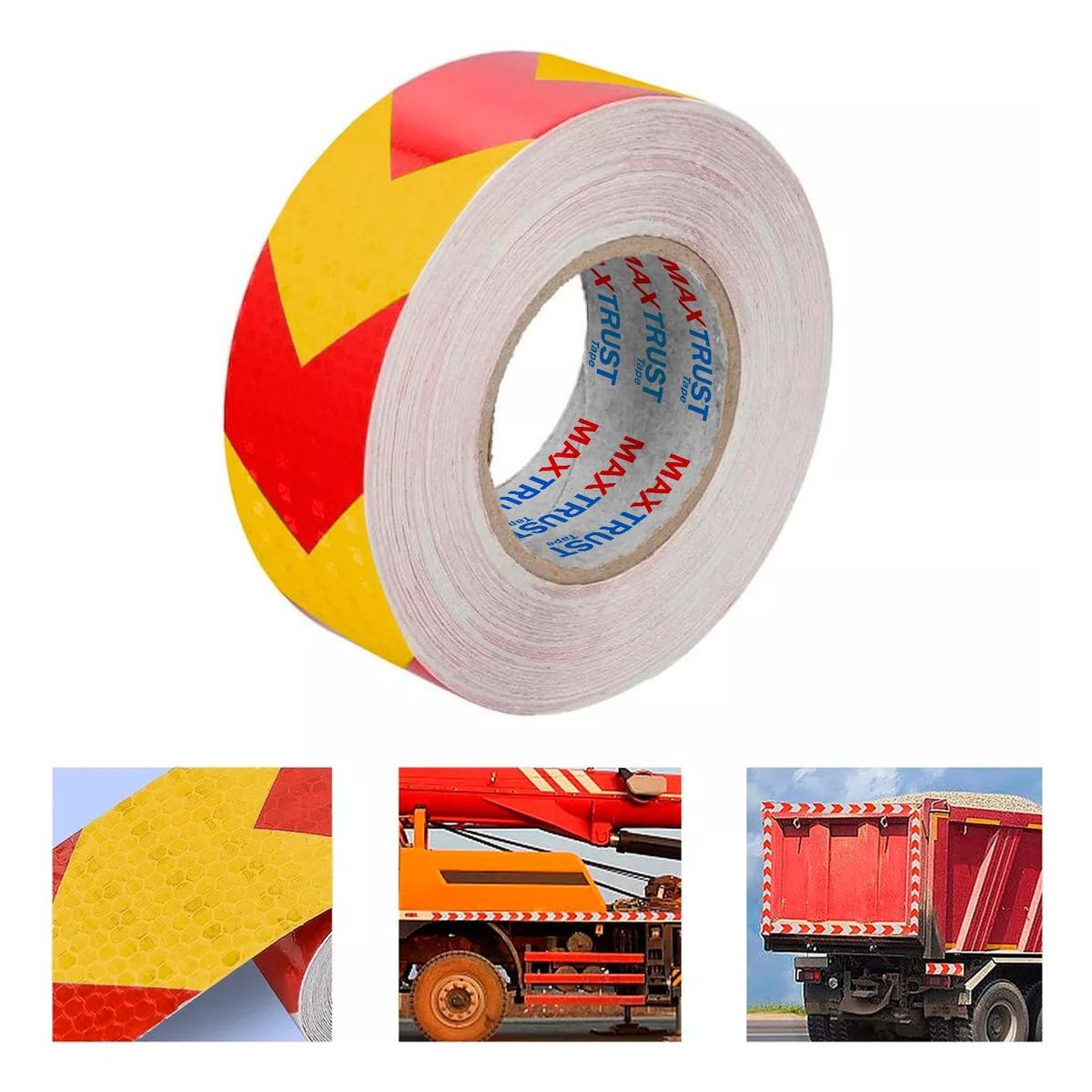 GENERICO - Cinta Reflectante de Seguridad AmarilloRojo 25m x 5cm