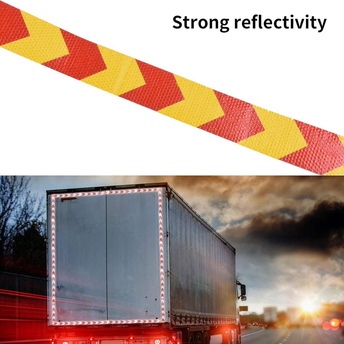 GENERICO - Cinta Reflectante de Seguridad AmarilloRojo 25m x 5cm