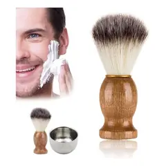 GENERICO - Kit de Afeitado Clásico con Tazón de Acero y Hisopo