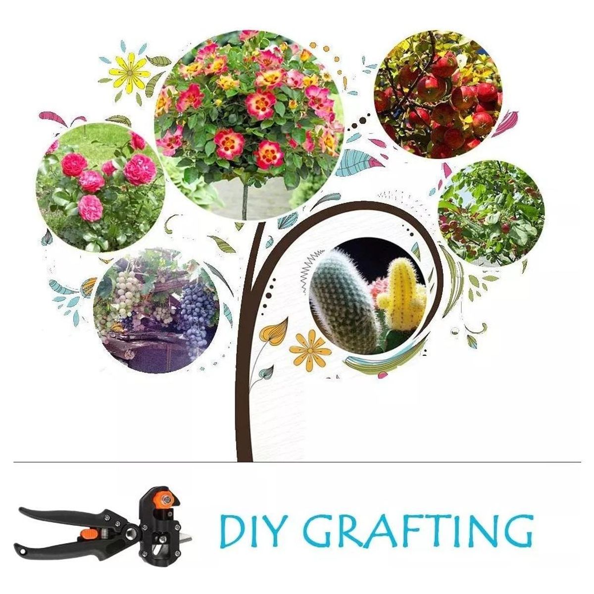 GENERICO - Tijeras de Poda e Injerto 2 en 1 para Jardinería