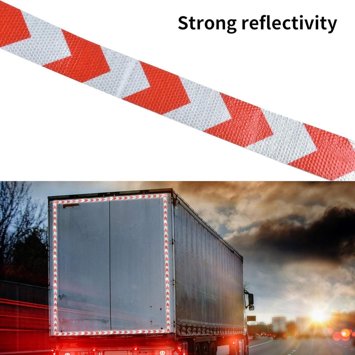 GENERICO - Cinta Reflectante Bicolor Flecha BlancoRojo 5cm x 25m