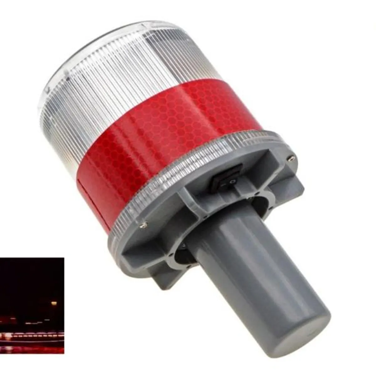 GENERICO - Baliza Solar LED Impermeable de Advertencia Roja