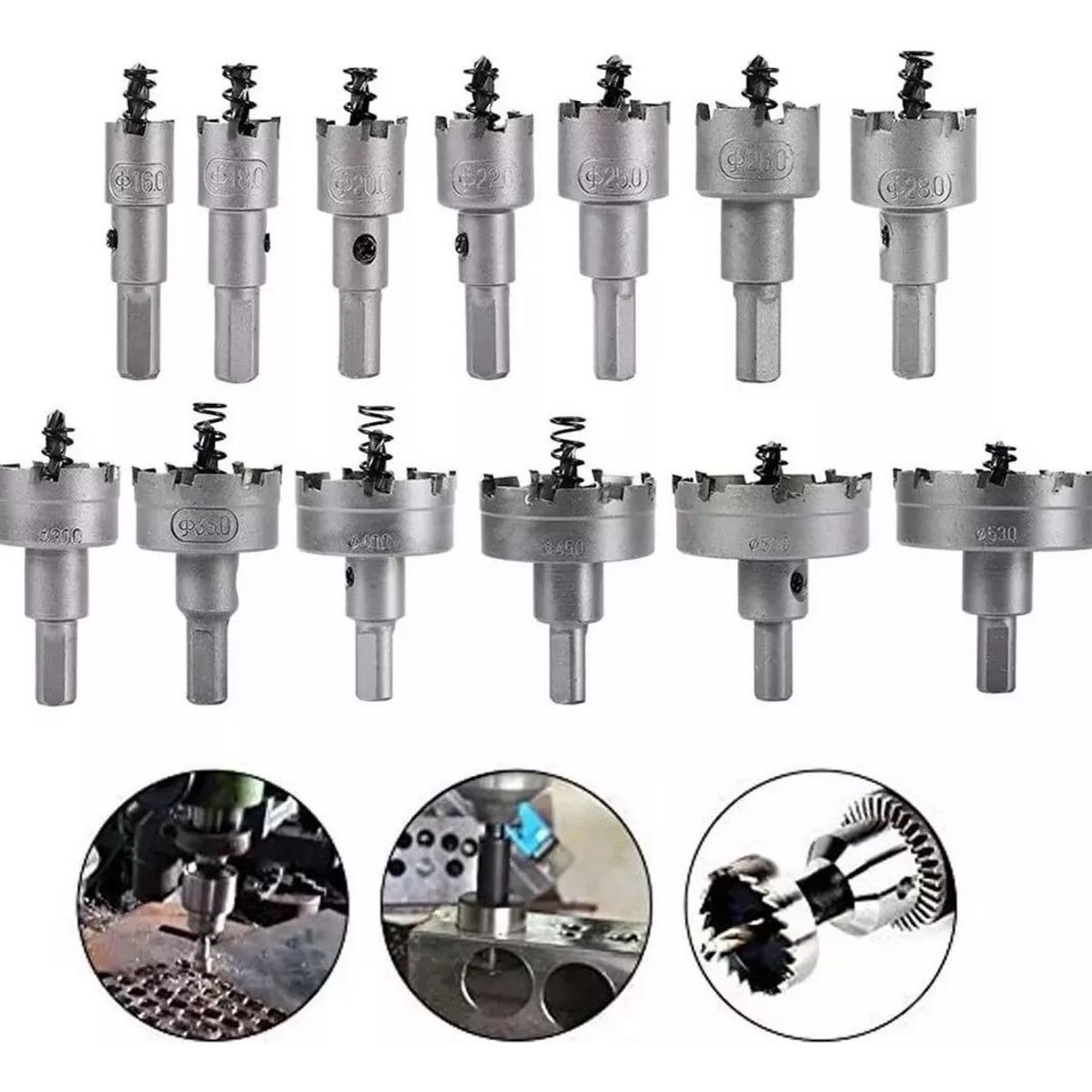 GENERICO - 13 Brocas Copa Sierra HSS Carburo para Corte en Metal