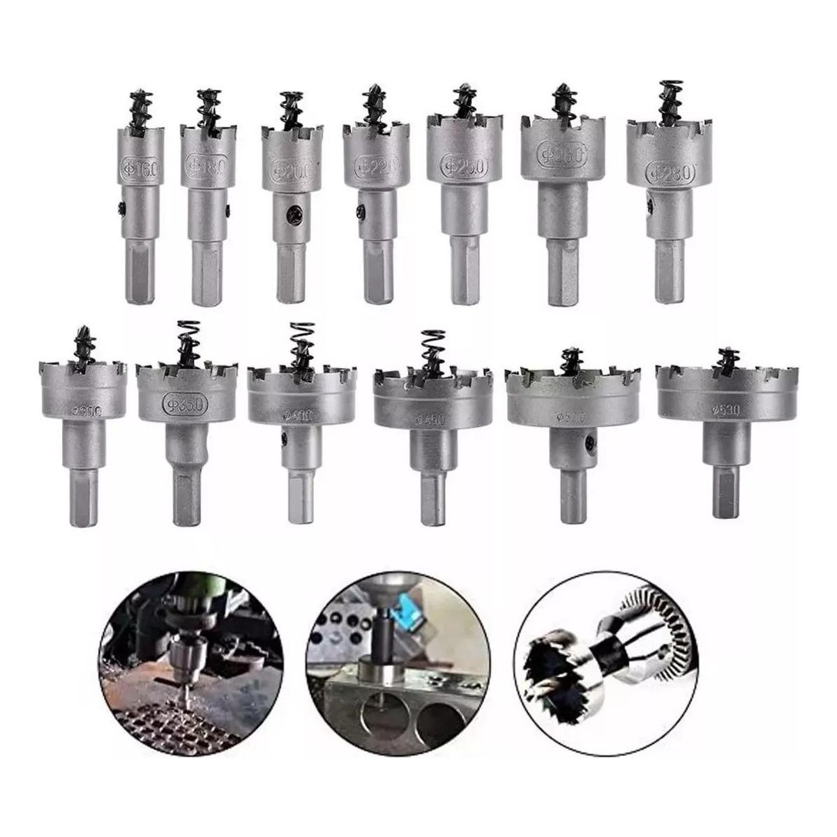 GENERICO - 13 Brocas Copa Sierra HSS Carburo para Corte en Metal