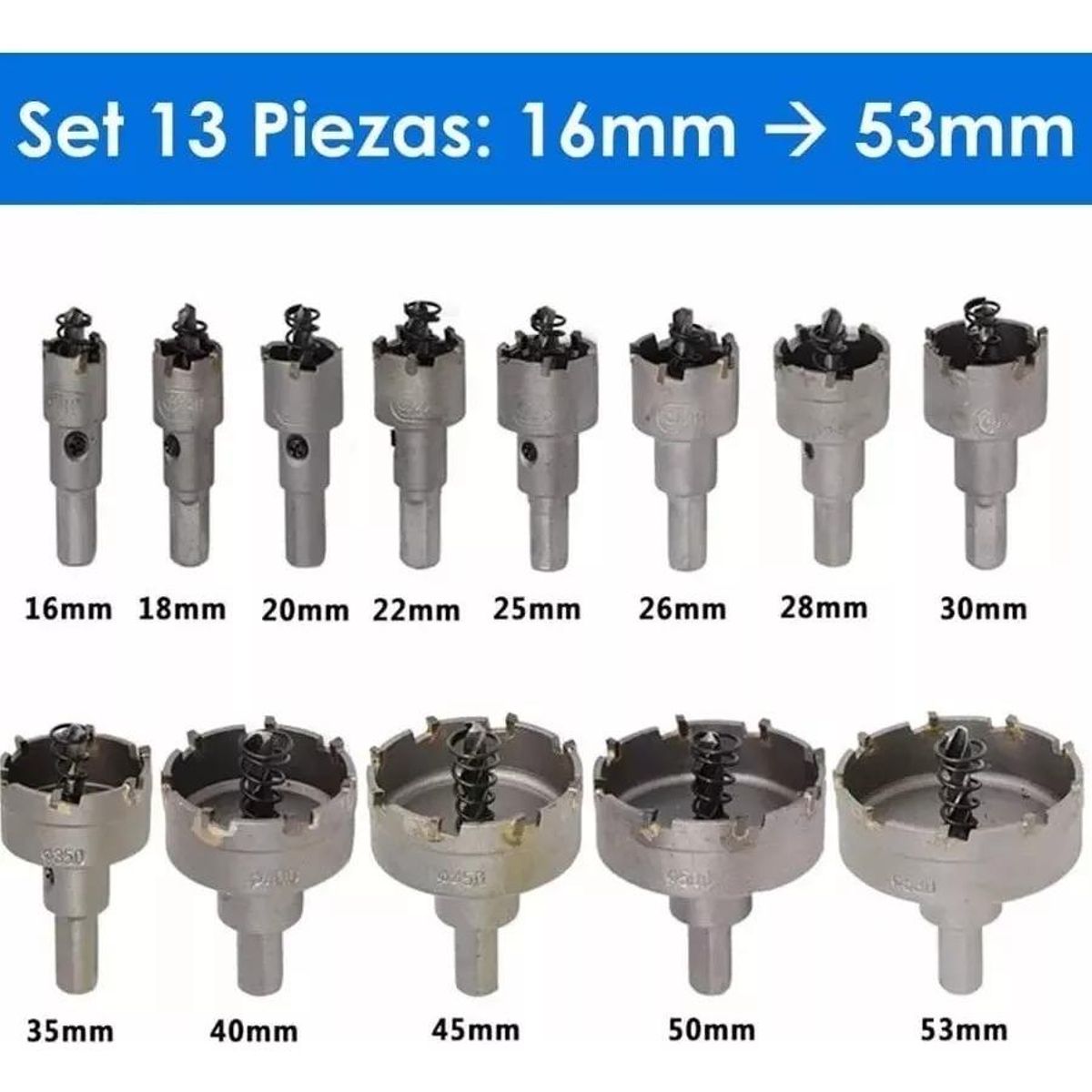 GENERICO - 13 Brocas Copa Sierra HSS Carburo para Corte en Metal