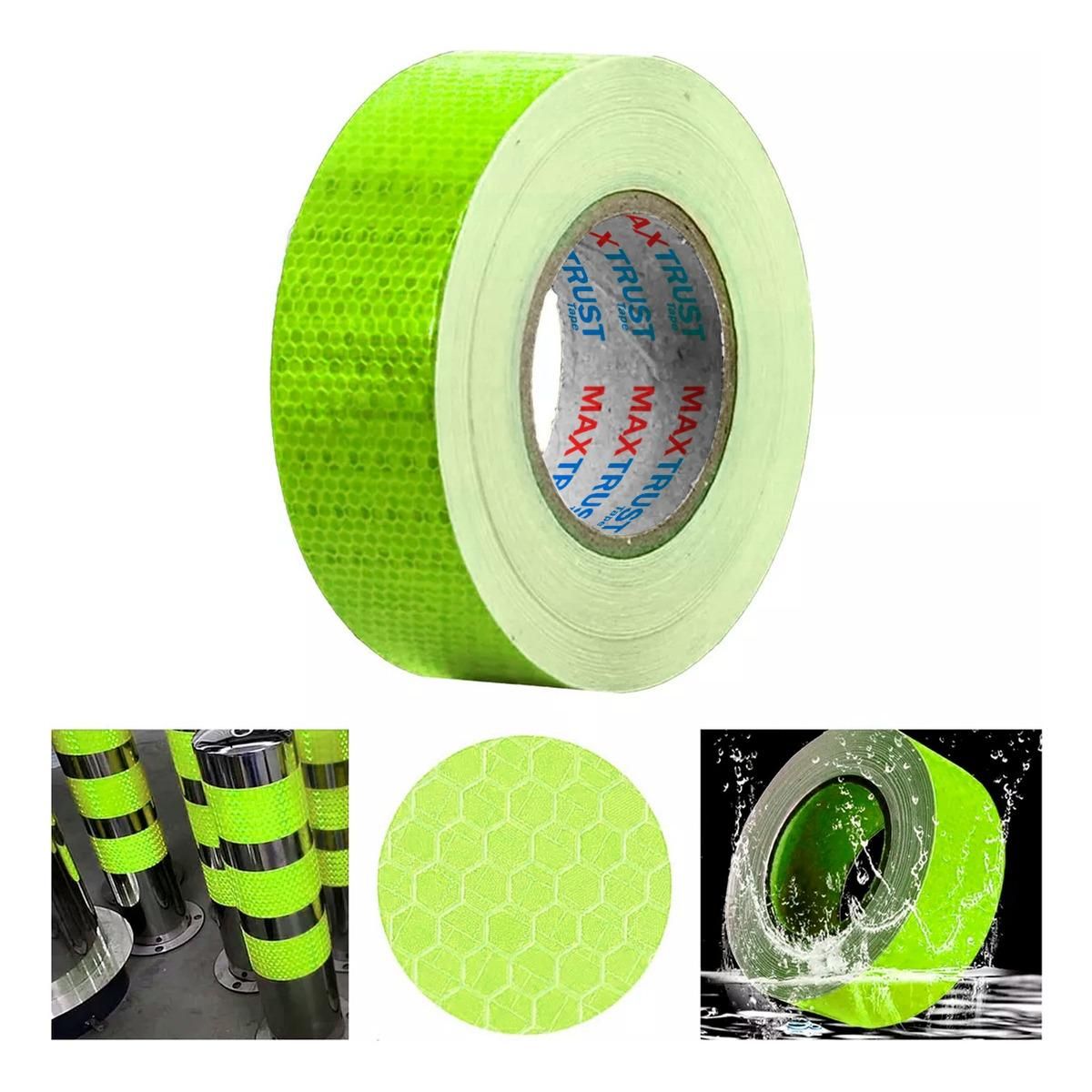 GENERICO - Cinta Reflectante Verde Fluorescente 5cm x 25m para Seguridad