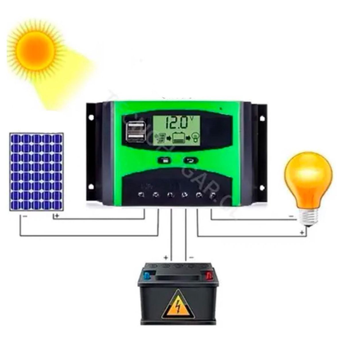 GENERICO - Regulador de Carga Solar Digital 12V24V 60A con Pantalla LCD