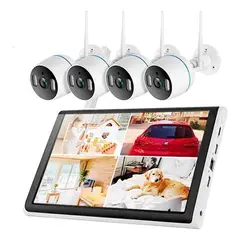 GENERICO - Kit CCTV 4 Cámaras WiFi 3 MP con Monitor LCD de 10”