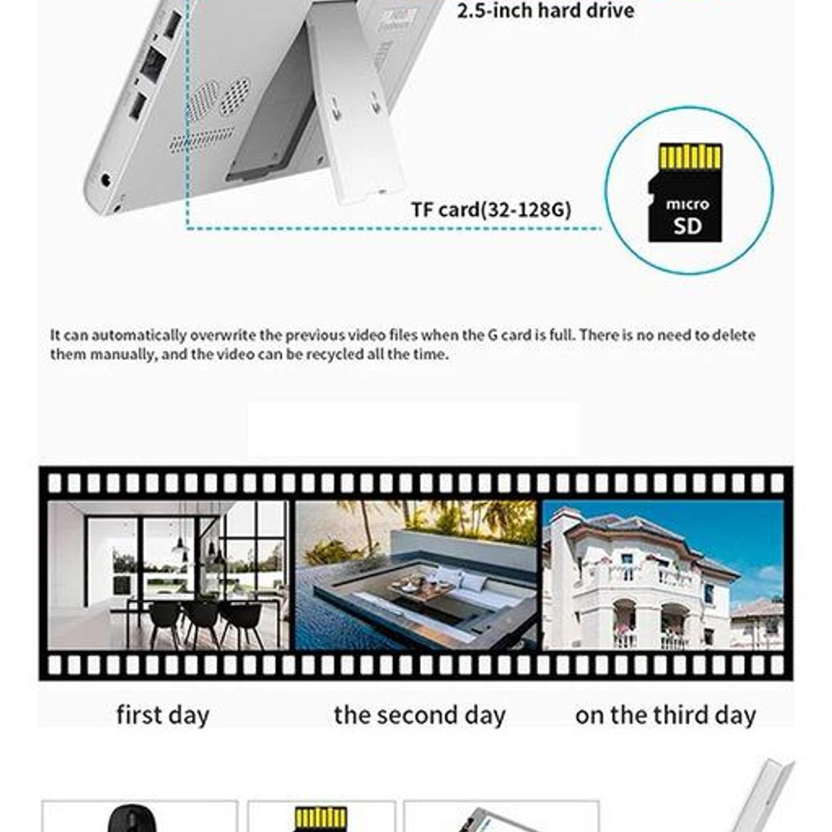 GENERICO - Kit CCTV 4 Cámaras WiFi 3 MP con Monitor LCD de 10”