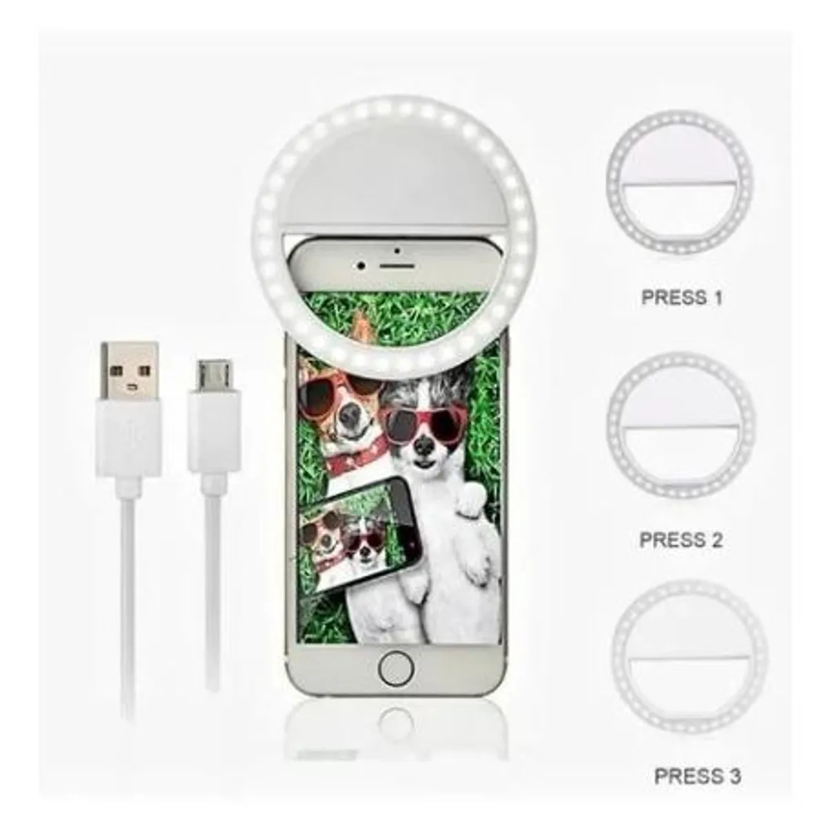 GENERICO - Aro de Luz LED Recargable para Celular con 36 LEDs