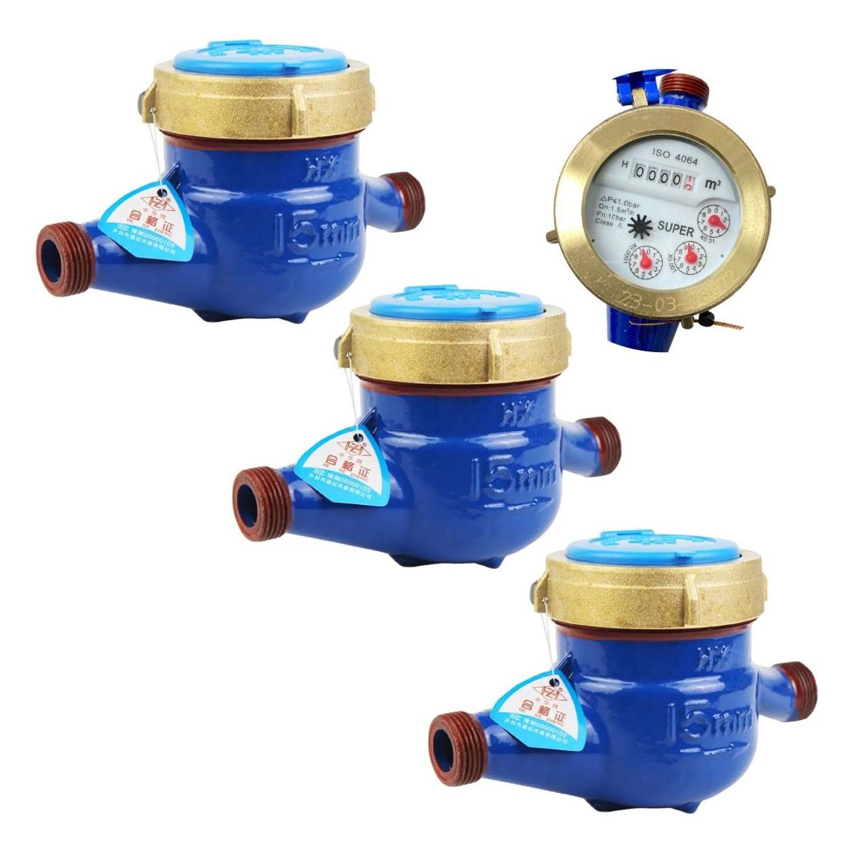 GENERICO - Pack de 3 Medidores de Agua 12" Con Conexión 15mm