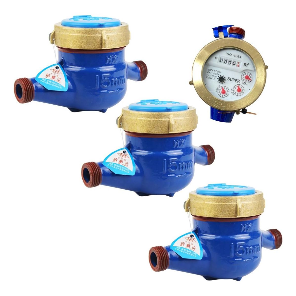 GENERICO - Pack de 3 Medidores de Agua 12" Con Conexión 15mm