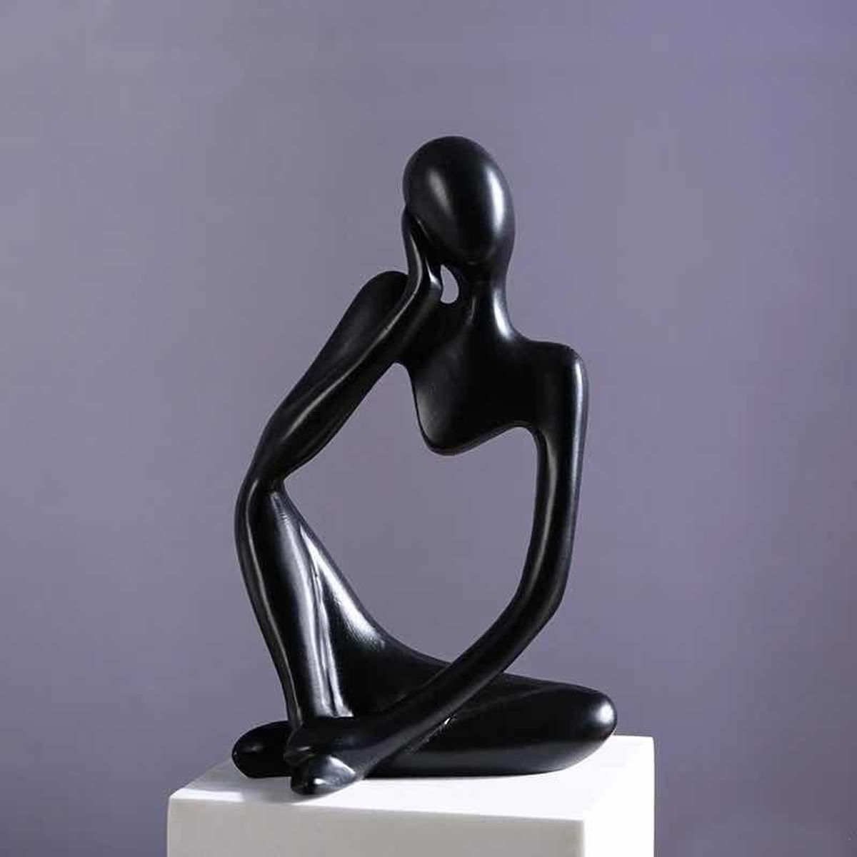 GENERICO - Estatua Abstracta Hombre Pensador en Resina Negros