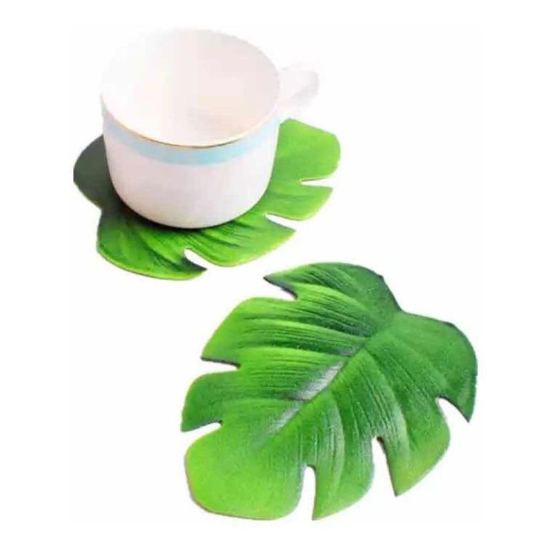 GENERICO - Posavasos de Silicona en Forma de Hoja - Pack de 6 Unidades