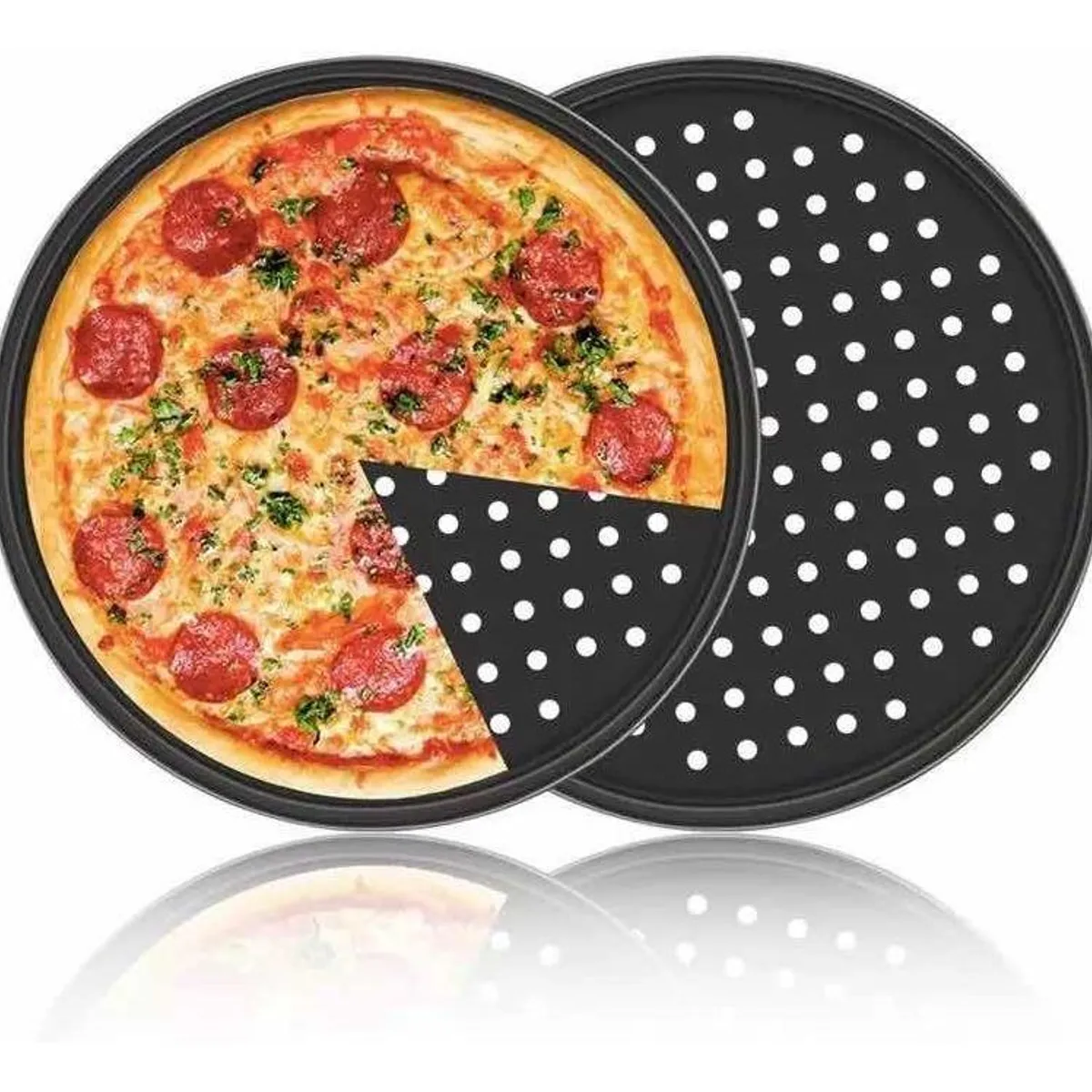 GENERICO - Molde Redondo para Pizza de Acero Antiadherente Profesional