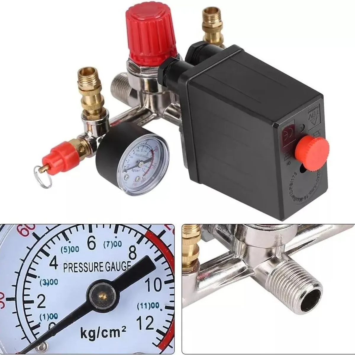 GENERICO - Presostato de Compresor 12 Bar con Control de Presión