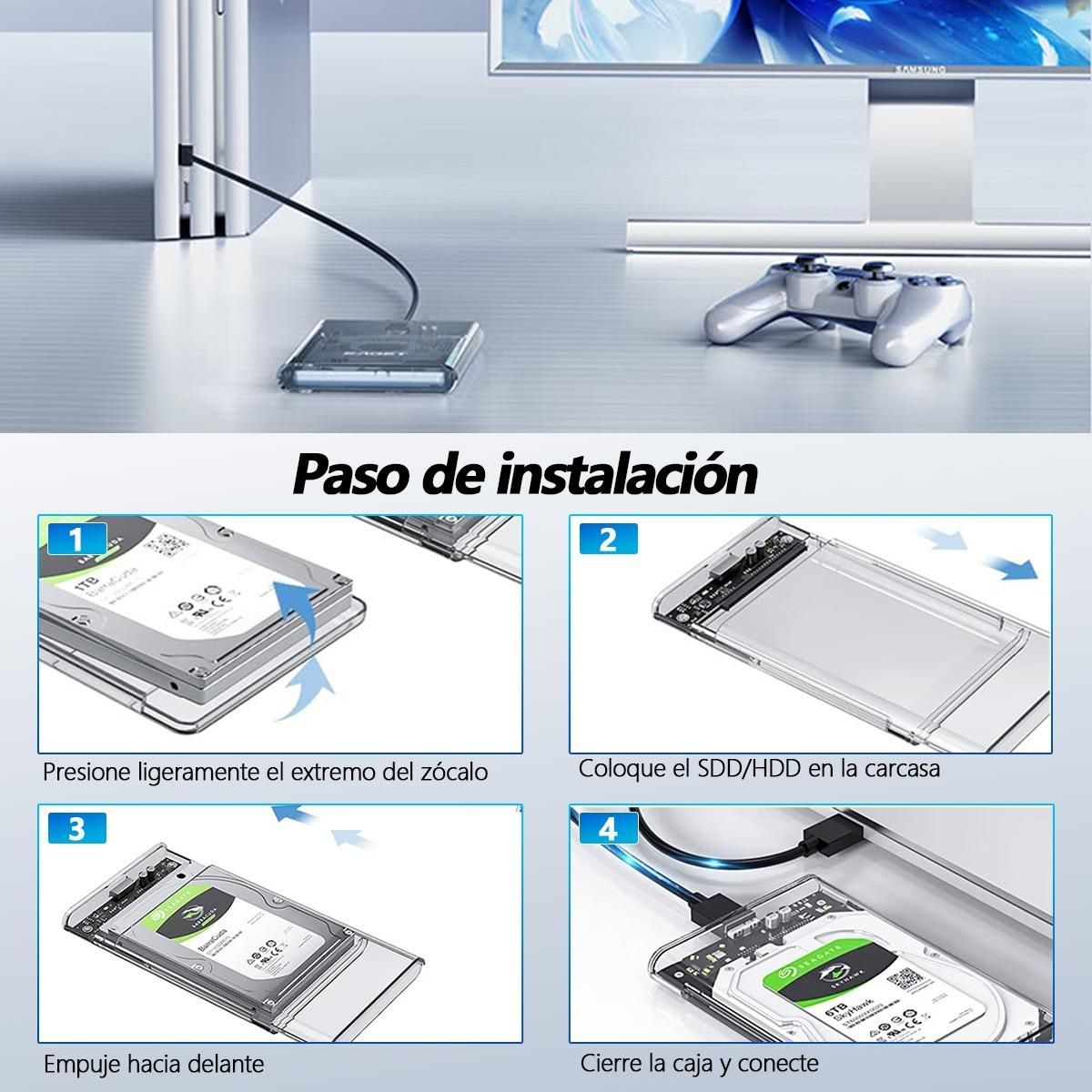 GENERICO - Cofre Transparente para Disco Duro Externo 25" USB 30