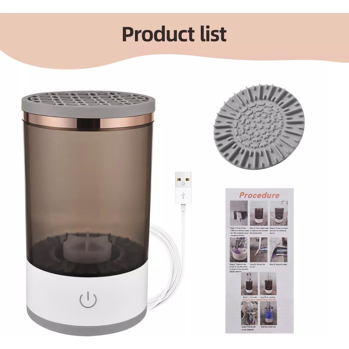 GENERICO - Limpiador Eléctrico de Brochas de Maquillaje USB