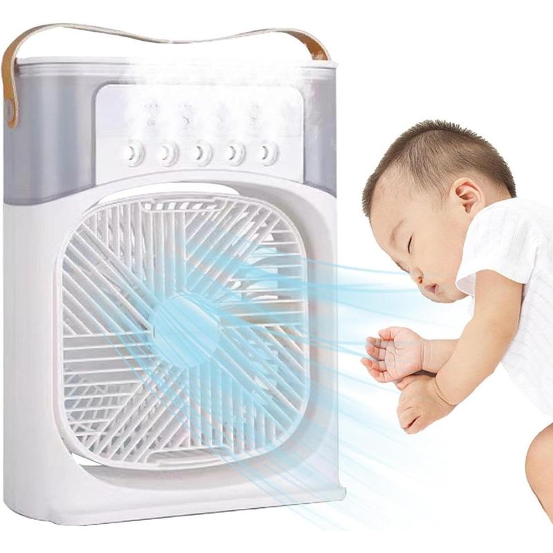 GENERICO - Ventilador Mini USB con Humificador y 3 Velocidades