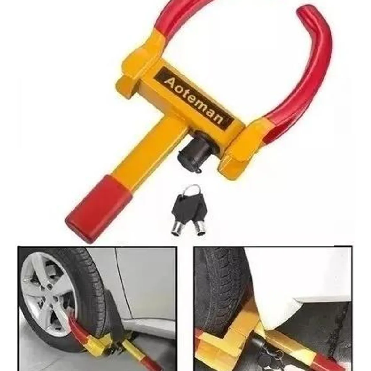 GENERICO - Traba Ruedas Antirrobo Ajustable para Auto y Moto