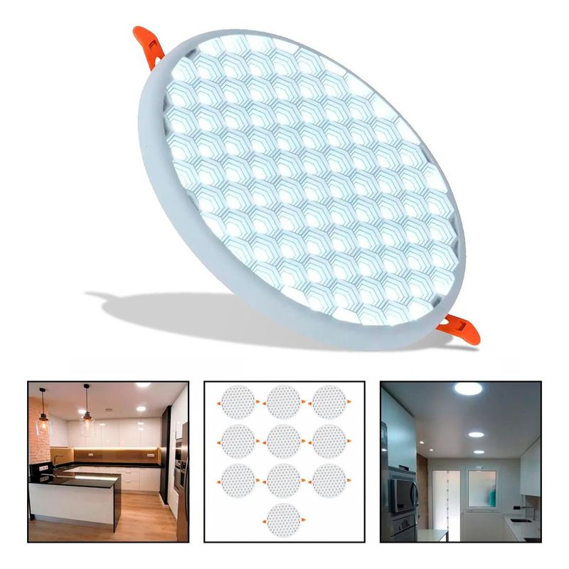 GENERICO - Pack de 10 Focos LED Empotrados Redondos Luz Fría 24w
