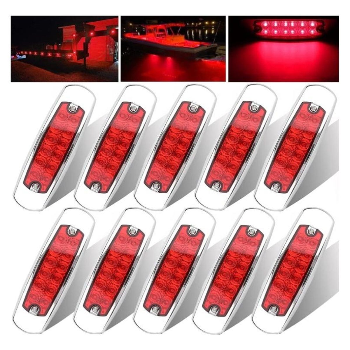 GENERICO - Juego de 10 Focos LED Ovalados Impermeables para Remolque