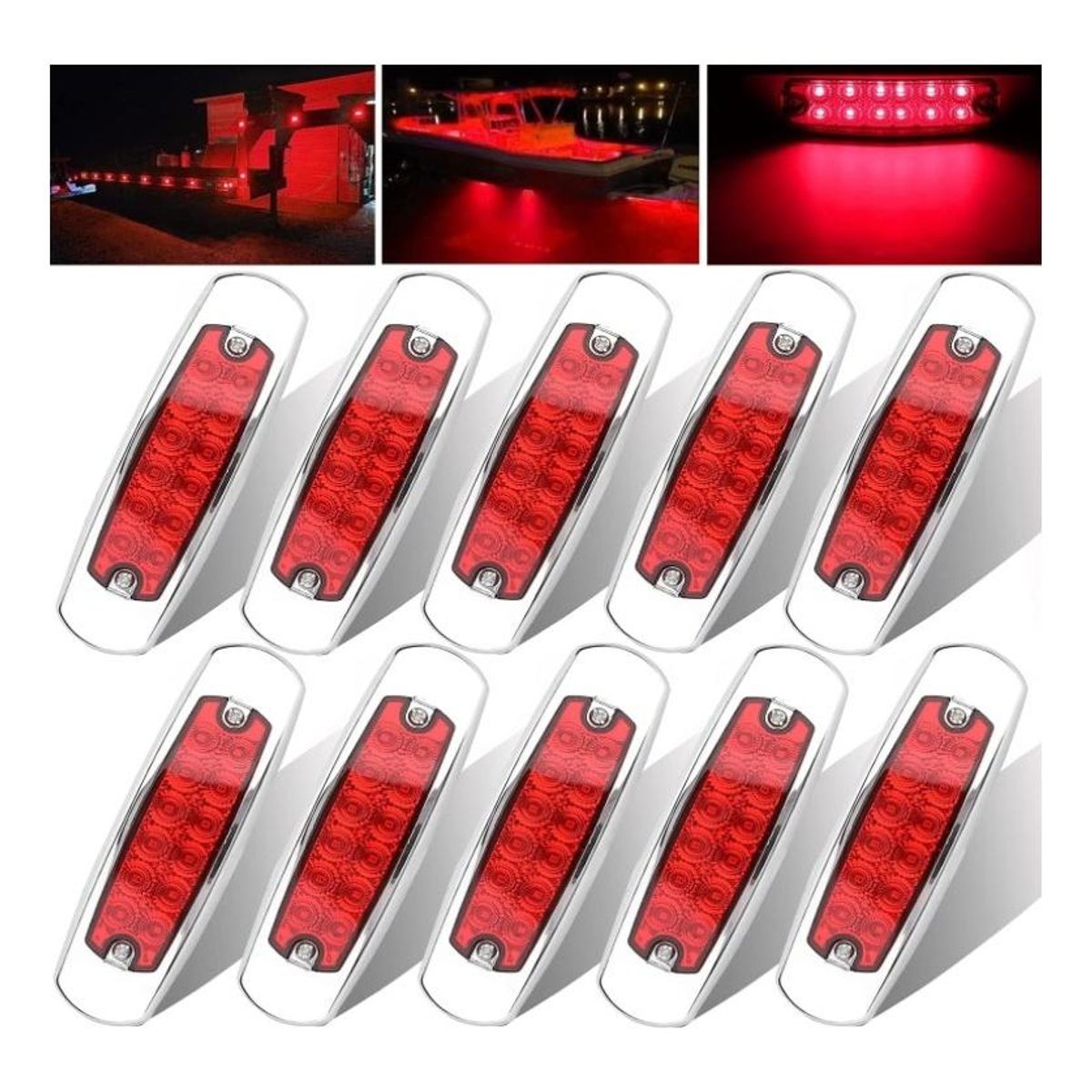 GENERICO - Juego de 10 Focos LED Ovalados Impermeables para Remolque