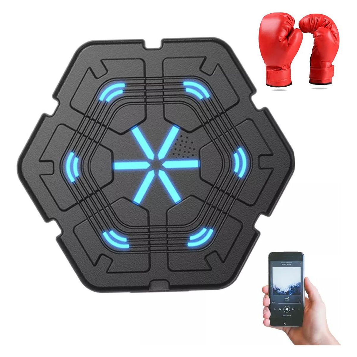 GENERICO - Máquina de Boxeo Bluetooth Redonda con Guantes 40cm