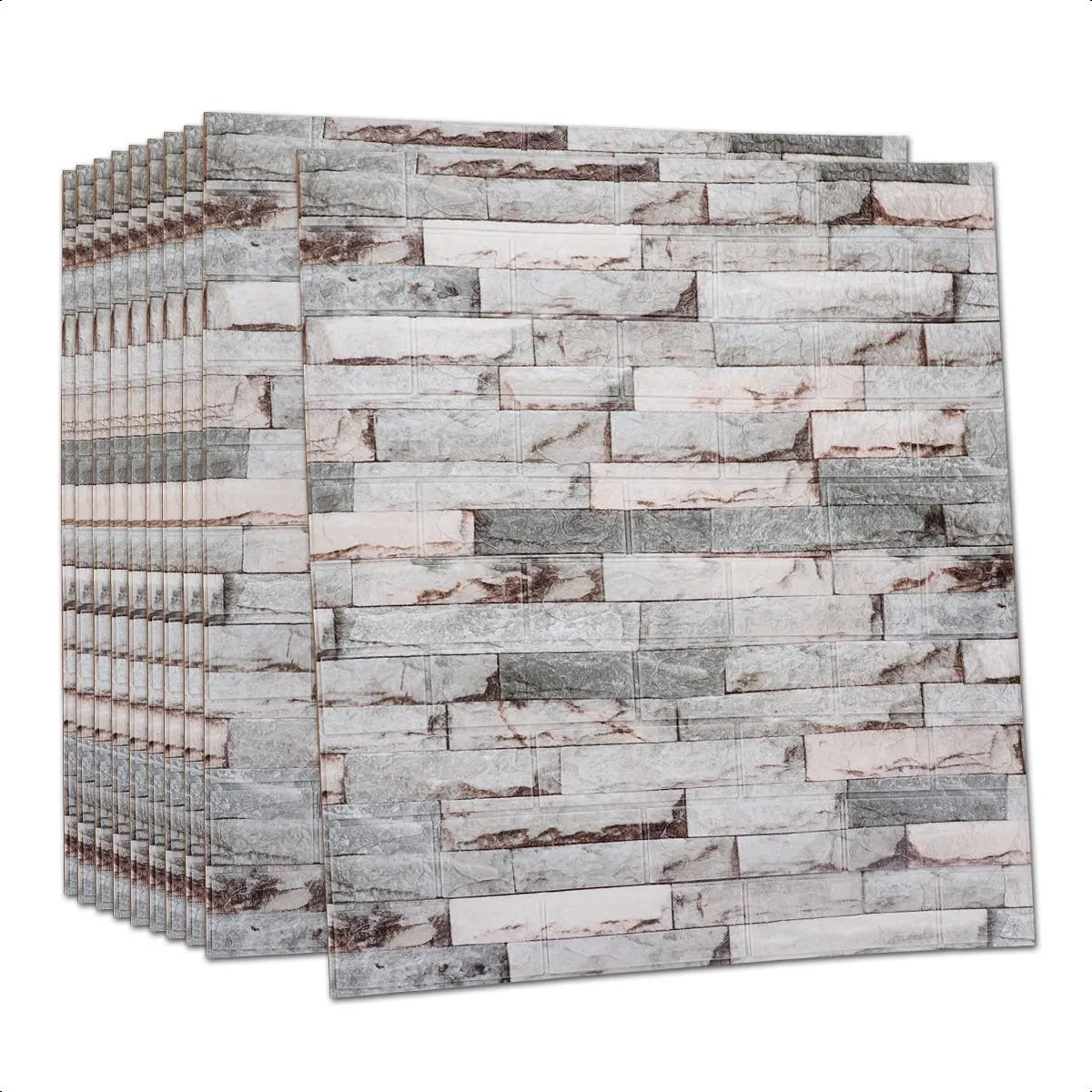 GENERICO - Pack de 10 Laminas 3D Pared Ladrillo Cian 70x77cm