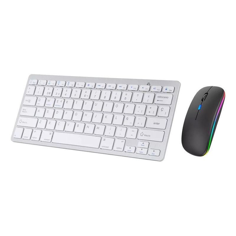 GENERICO - Kit Inalámbrico Bluetooth Teclado y Ratón Español Recargables