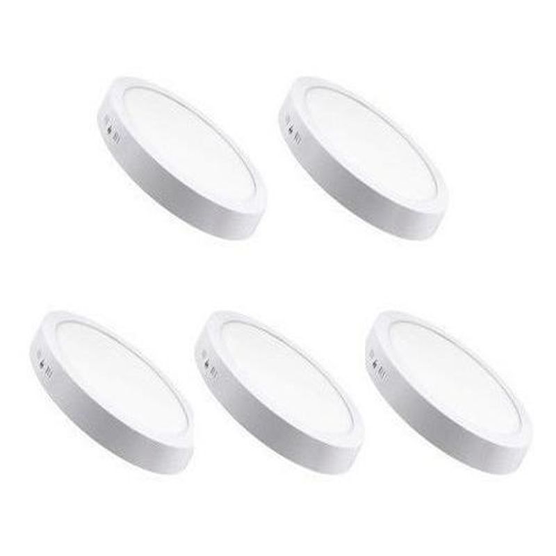 GENERICO - Pack de 5 Focos LED Plafón Sobrepuesto 12W Luz Cálida