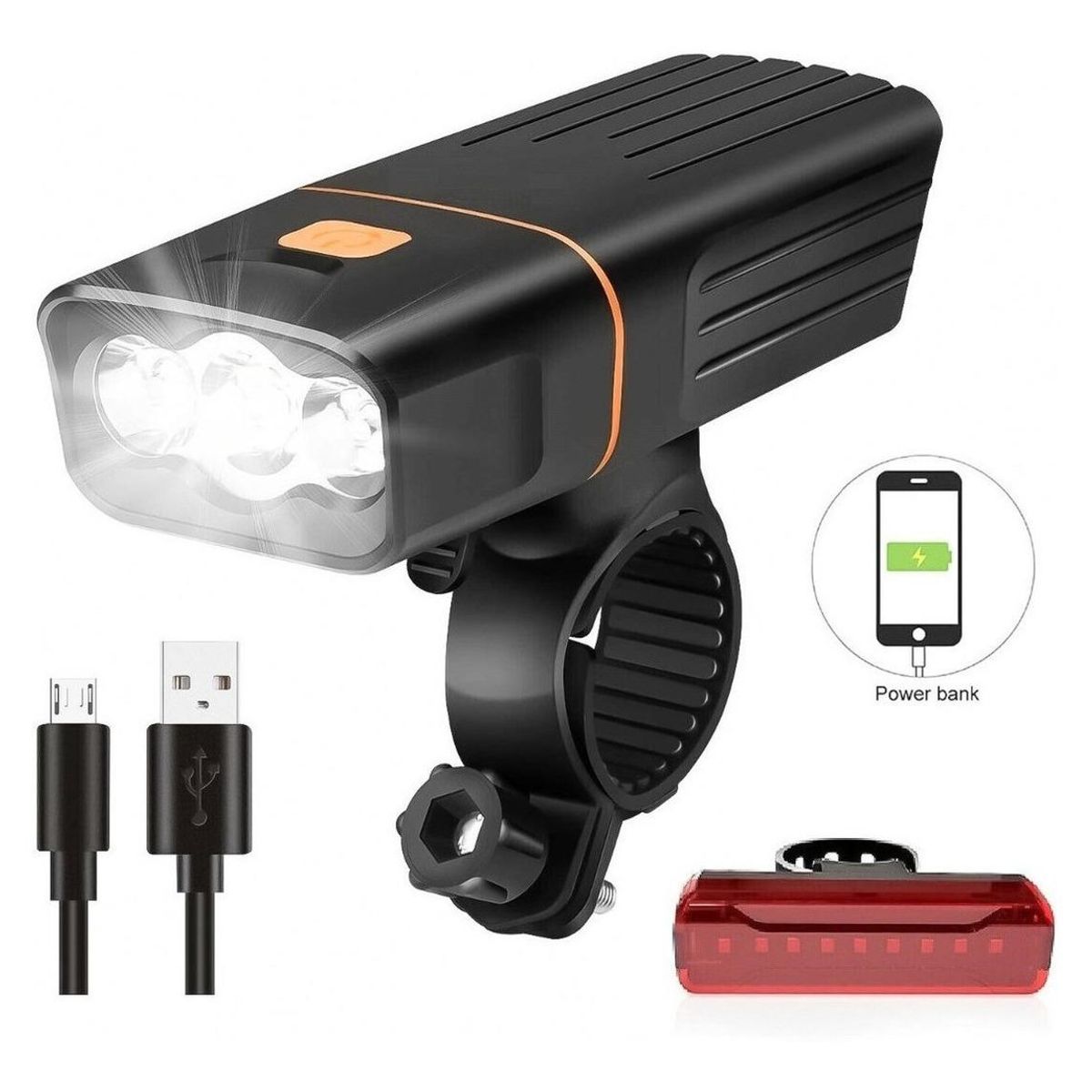 GENERICO - Luz Recargable para Bicicleta Delantera y Trasera IPX5