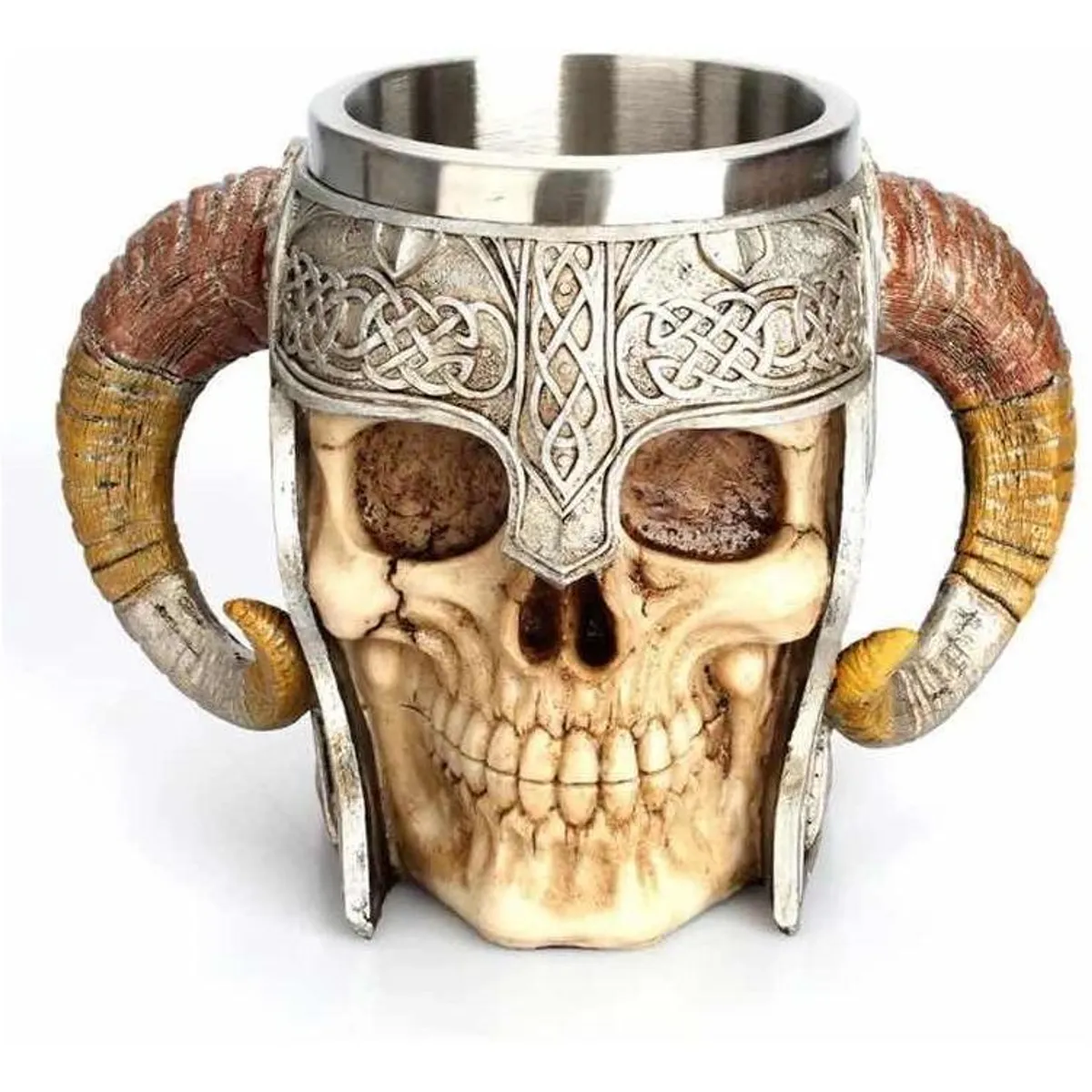 GENERICO - Tazón de Cráneo Vikingo en Acero Inoxidable