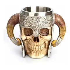 GENERICO - Tazón de Cráneo Vikingo en Acero Inoxidable