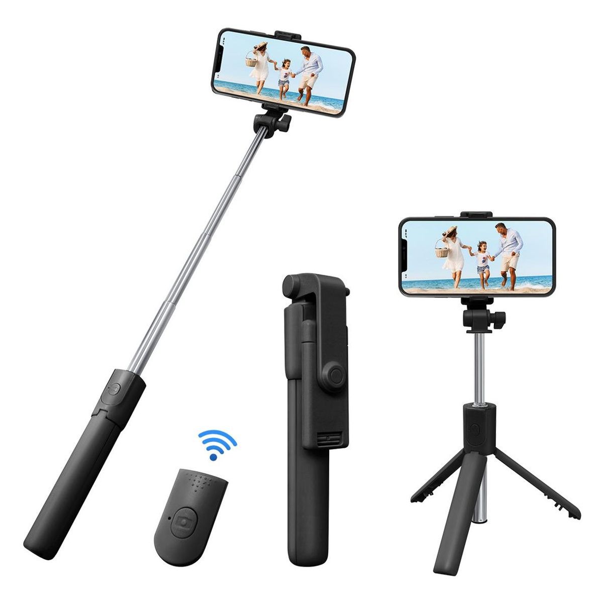 GENERICO - Palo Selfie Trípode 2 en 1 Con Control Remoto Bluetooth