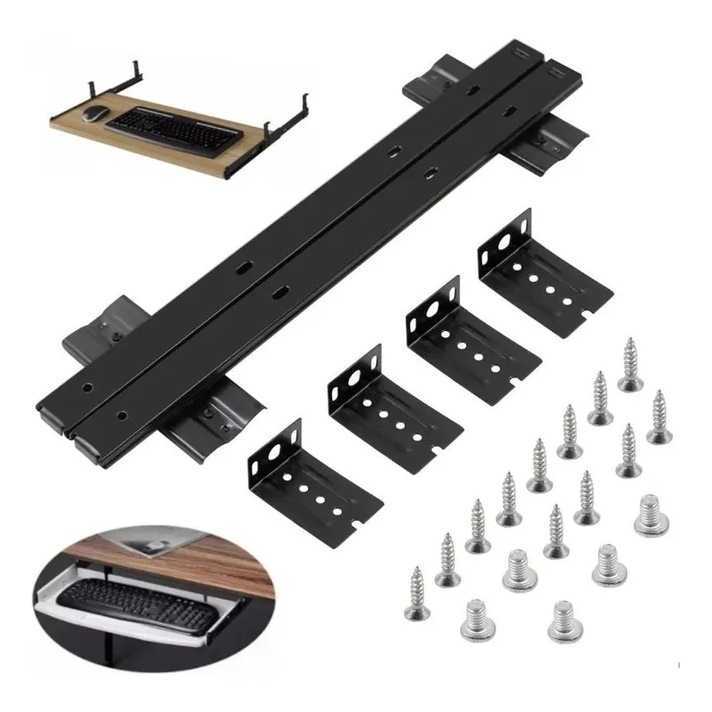 GENERICO - Rieles Deslizantes Metálicos para Bandejas de Teclado 35 cm