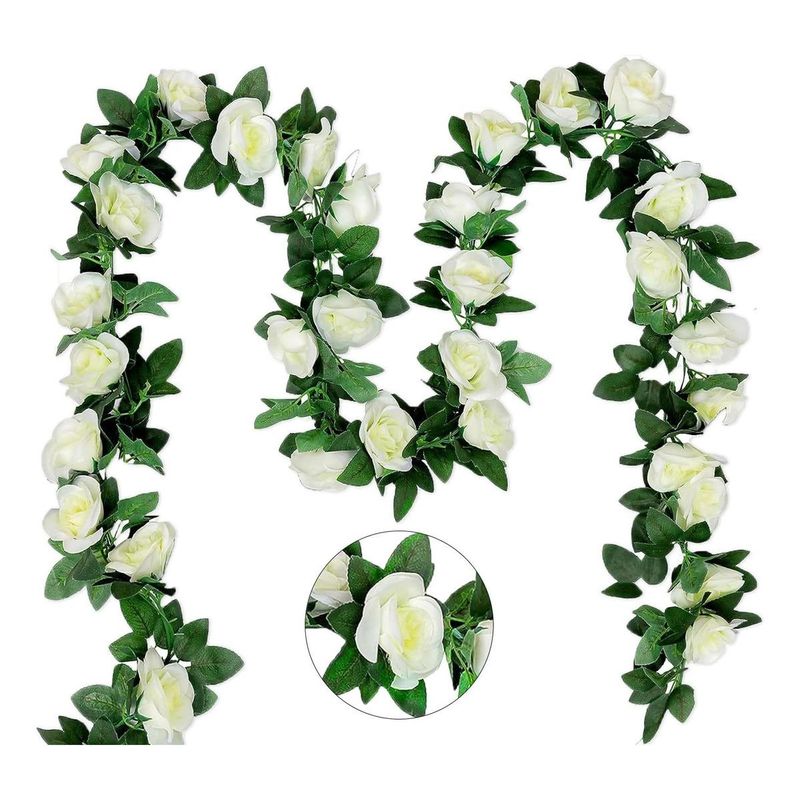 GENERICO - Guirnalda de 9 Rosas Artificiales 23m para Decoración